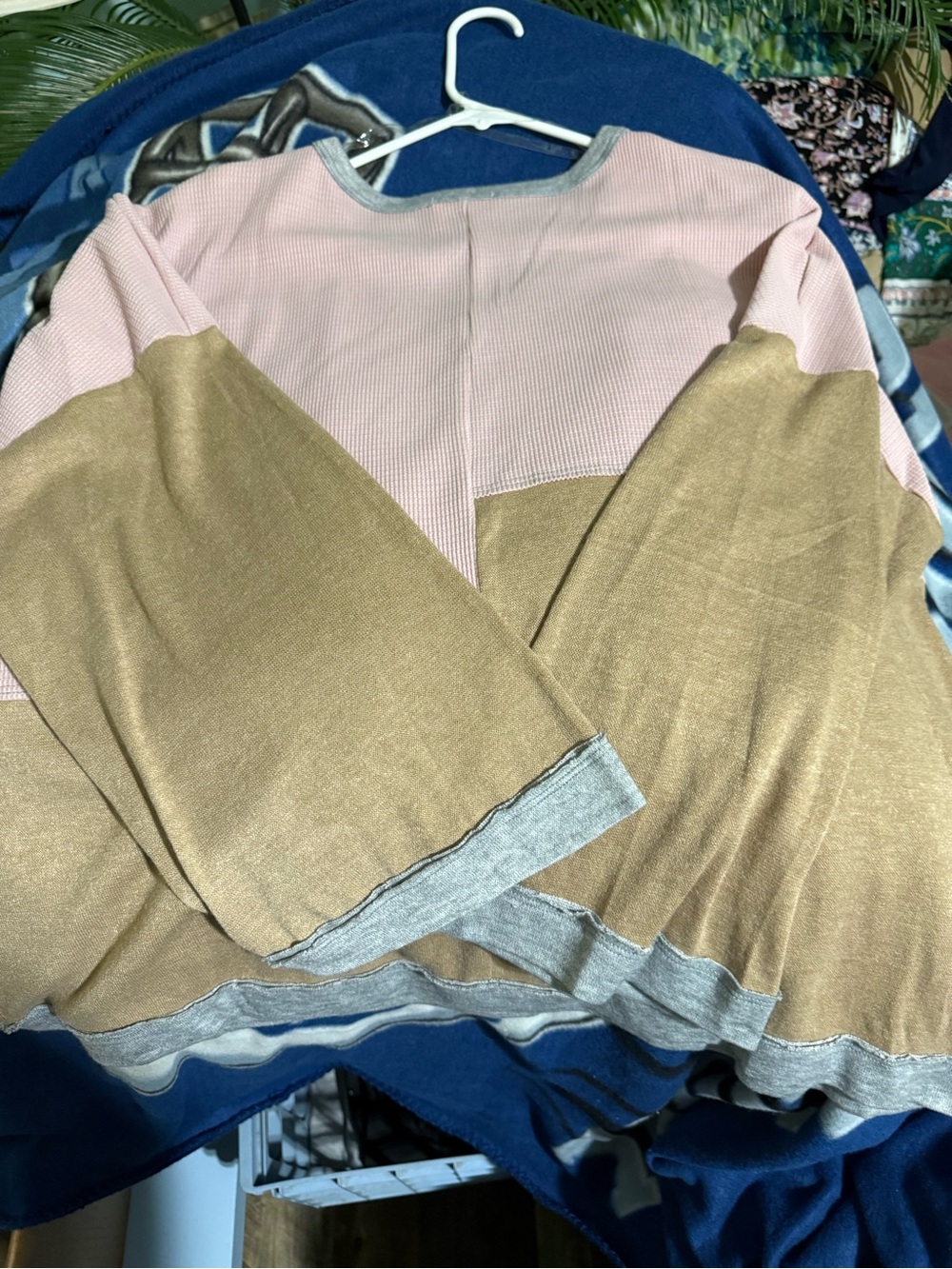 Andree Colorblock Long Sleeve Top in Pink, Tan & Gray